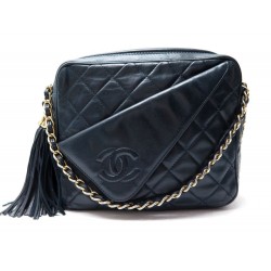 SAC A MAIN CHANEL CAMERA CUIR MATELASSE BLEU MARINE BANDOULIERE HAND BAG 3450€