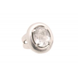  BAGUE HERMES EN ARGENT MASSIF ET TOPAZE BLANC 19G 53 + BOITE 