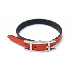 NEUF BRACELET HERMES BEHAPI SIMPLE TOUR 15 18 CM CUIR SWIFT ORANGE + BOITE 275€