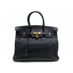 SAC A MAIN HERMES BIRKIN 35 TAURILLON CLEMENCE NOIR ATTRIBUTS DORE BLACK HANDBAG