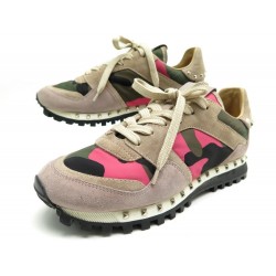 NEUF CHAUSSURES VALENTINO BASKETS ROCKRUNNER 38 TOILE CAMOUFLAGE SNEAKERS 550€