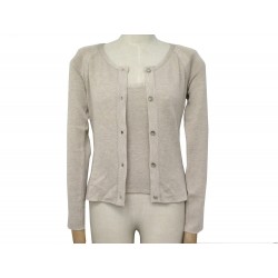 TWIN SET CHANEL GILET CARDIGAN + DEBARDEUR P13839 38 M EN CACHEMIRE & SOIE 2500€