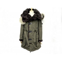 NEUF MANTEAU PARKA DSQUARED2 ICON 38 M TOILE KAKI & FOURRURE BLOUSON COAT 6750€