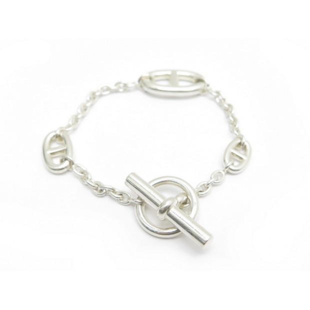 BRACELET HERMES FARANDOLE 18 CM EN ARGENT MASSIF CHAINE ANCRE SILVER JEWEL 520€