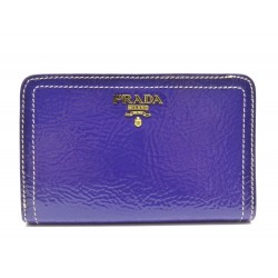 NEUF PORTEFEUILLE PRADA 1M1225 CUIR VERNI VIOLET IRIS +BOITE LEATHER WALLET 445€