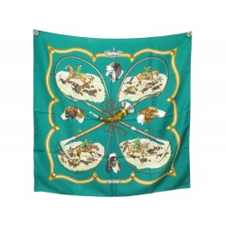 FOULARD HERMES LAISSER COURRE SOIE VERT 