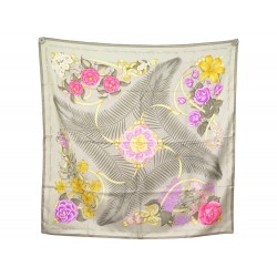 FOULARD HERMES FLEURS DE L OPERA SOIE TAUPE 