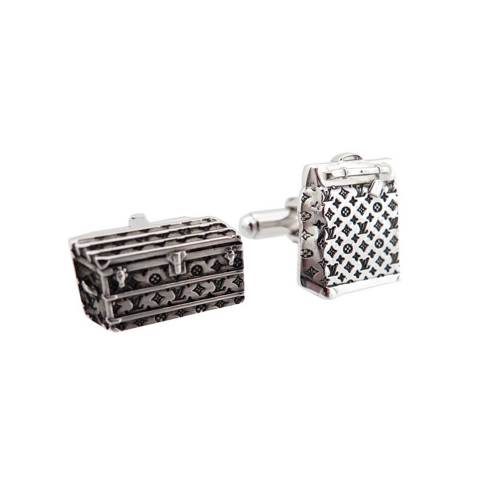 Louis Vuitton cufflinks bouton de manchette silver Damier graphite case  M62661