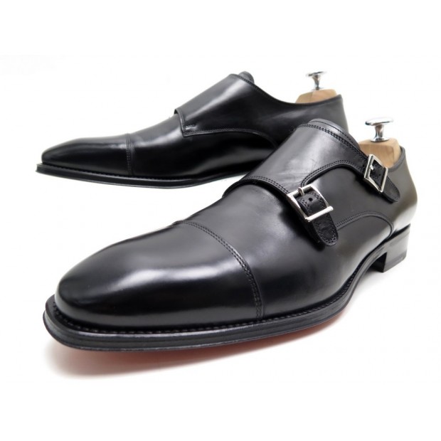 NEUF CHAUSSURES SANTONI CUIR NOIR MOCASSINS 1