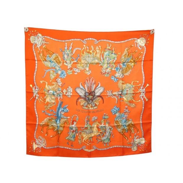 NEUF FOULARD HERMES LES FETES DU ROI SOIE BROCHEE JACQUARD CARRE 90 + BOITE 370€