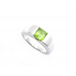 BAGUE EN OR BLANC 18K 7.7GR SERTIE PIERRE PERIDOT T 53 WHITE GOLD RING JEWEL