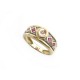 BAGUE EN OR JAUNE 18K 4.5GR T 54 SERTIE DIAMANTS ET RUBIS GOLD AND DIAMONDS RING