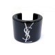 BRACELET YVES SAINT LAURENT MANCHETTE TAILLE 17 PLASTIQUE NOIR BLACK BANGLE