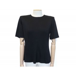 NEUF TSHIRT YVES SAINT LAURENT JERSEY RACINE T42 L BOUTONS FLEUR LAINE NOIR 890€