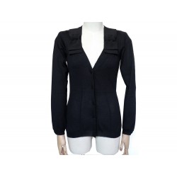 GILET PRADA AVEC NOEUD 40 IT 38 FR M EN COTON NOIR BLACK COTTON KNOT VEST 980€