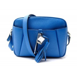 NEUF SAC A MAIN LANCEL NINE A07884 BANDOULIERE EN CUIR GRAINE BLEU HAND BAG 270€