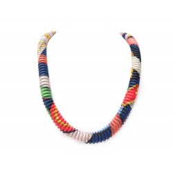 NEUF COLLIER HERMES PETIT H SOIE PLISSEE ROND 68 CM + BOITE SILK NECKLACE 250€