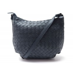 NEUF SAC A MAIN BOTTEGA VENETA CUIR TRESSE BLEU MARINE BANDOULIERE HANDBAG 1400€