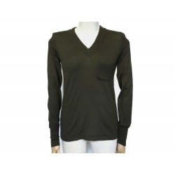 PULL CHANEL CAMELIA P38923 T34 S EN CACHEMIRE KAKI GREEN CASHMERE SWEATER 1300€