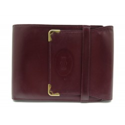 PORTE CHEQUIER MUST DE CARTIER EN CUIR BORDEAUX CHECK RACK BURGUNDY WALLET 450€