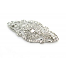 BROCHE ART DECO EN PLATINE 119 DIAMANTS 3.15 CARATS 11.3GR SILVER BROOCH VINTAGE