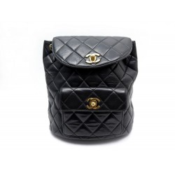 VINTAGE SAC A DOS CHANEL CUIR NOIR 