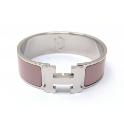 BRACELET HERMES CLIC CLAC H PM T19 EN PALLADIE ET EMAIL ROSE ENAMEL BANGLE 595€