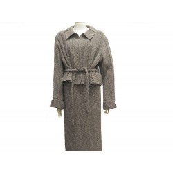 NEUF TAILLEUR CHANEL P12200 VESTE ET JUPE TUBE T36 S EN TWEED LAINE MARRON 6500€