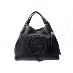 NEUF SAC A MAIN GUCCI SOHO BANDOULIERE 336751 CUIR GRAINE NOIR 