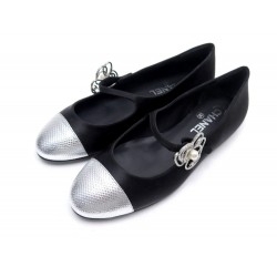 CHAUSSURES CHANEL BALLERINES NOIR CAMELIO STRASS 