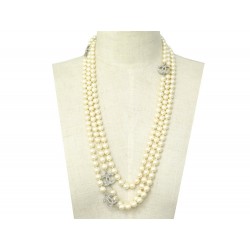 COLLIER CHANEL SAUTOIRS PERLES ET LOGO CC 214 CM PEARLS NECKLACE JEWEL 1590€