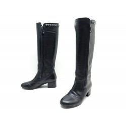 BOTTES CHANEL CUIR NOIR T38 