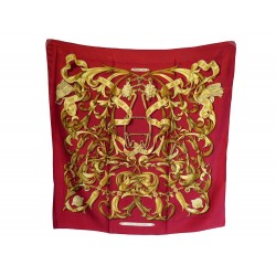 FOULARD HERMES LE MORS A LA CONETABLE HENRI D ORIGNY SOIE ROUGE SILK SCARF 370€