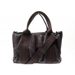 SAC A MAIN HERMES CARAVANE PM EN CUIR MARRON & TOILE BANDOULIERE HAND BAG 2800€