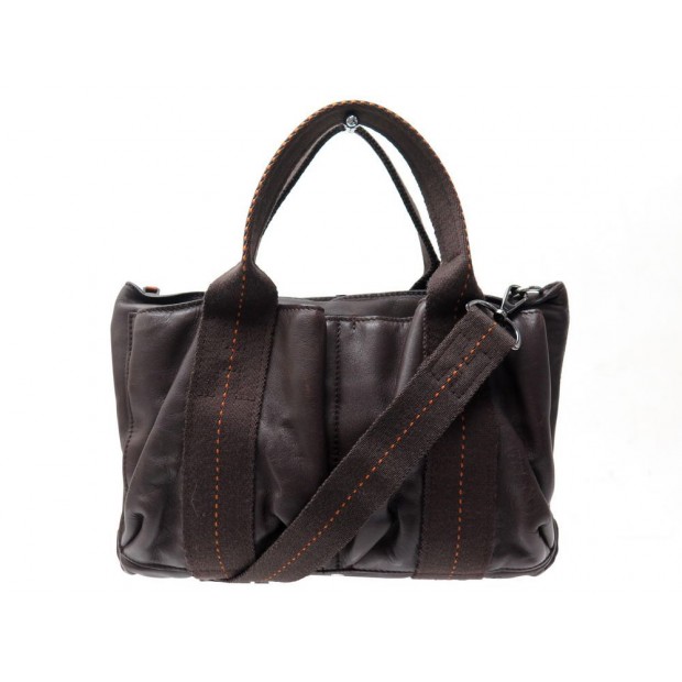 SAC A MAIN HERMES CARAVANE PM EN CUIR MARRON & TOILE BANDOULIERE HAND BAG 2800€