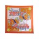 NEUF FOULARD HERMES HARNAIS DE COURS SOIE ORANGE 