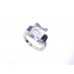 BAGUE MAUBOUSSIN COULEUR BAISER 53 EN OR BLANC ET DIAMANTS AMETHYSTE RING 3650€