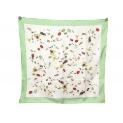 FOULARD HERMES LES INSECTES CARRE 90 HUGO GRYGKAR EN SOIE VERT SILK SCARF 370€