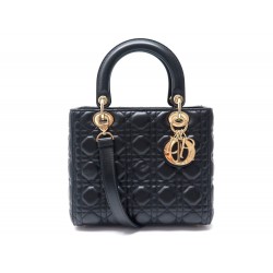 NEUF SAC A MAIN CHRISTIAN DIOR LADY PM BANDOULIERE CUIR NOIR LEATHER BAG 3500€