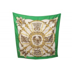 FOULARD HERMES EGYPTE CATHY LATHAM CARRE SOIE VERT SILK SCARF 350