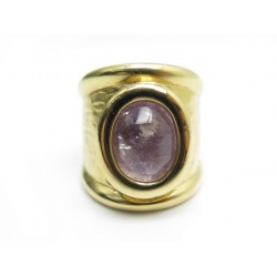 BAGUE GOOSSENS 54 CABOCHON CRISTAL DE ROCHE VIOLET ET METAL DORE RING 240€