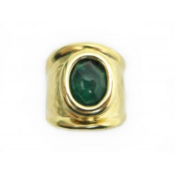 BAGUE GOOSSENS 54 CABOCHON CRISTAL DE ROCHE VERT ET METAL DORE GOLDEN RING 240€