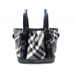 SAC A MAIN BURBERRY TOILE ET CUIR TARTAN 