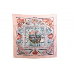 NEUF FOULARD HERMES AU SON DU TAM TAM 100% SOIE ROSE + BOITE 