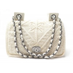 SAC A MAIN CHANEL TIMELESS EN LAINE BLANC BANDOULIERE WHITE WOOL HAND BAG 3450€