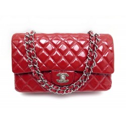 SAC A MAIN CHANEL TIMELESS BANDOULIERE EN CUIR VERNI ROUGE LEATHER HANDBAG 5150€