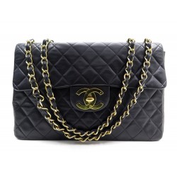 VINTAGE SAC A MAIN CHANEL TIMELESS MAXI JUMBO CUIR MATELASSE NOIR HAND BAG 5700€