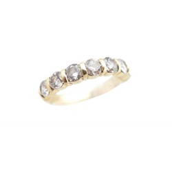 BAGUE EN OR JAUNE 18K 3.4GR SERTIE 7 DIAMANTS 1.12CT T 54 GOLD DIAMONDS RING