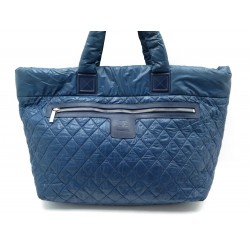 SAC DE VOYAGE A MAIN CHANEL COCOON XXL 65 CM TOILE MATELASSE BLEU HAND BAG 3500€