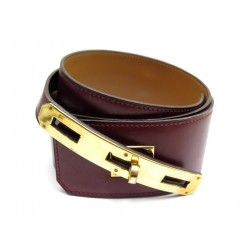 VINTAGE CEINTURE HERMES LARGE CUIR BOX ROUGE T 64 72 LEATHER BELT 